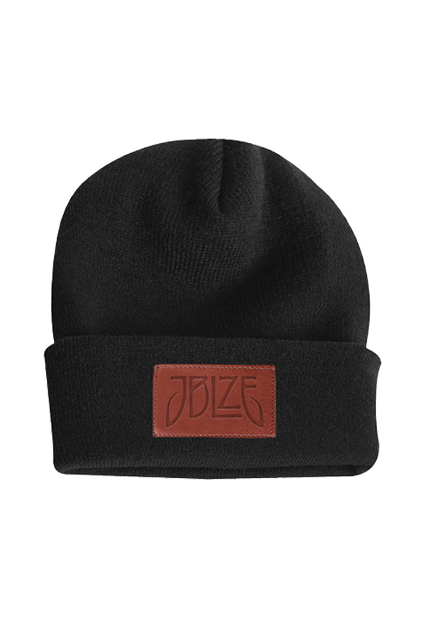Leather Patch Beanie (Black)